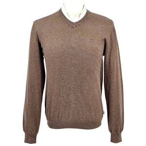 Quiet Luxury Kurt Geiger V Neck Sweater Men L Brown Cotton Cashmere
